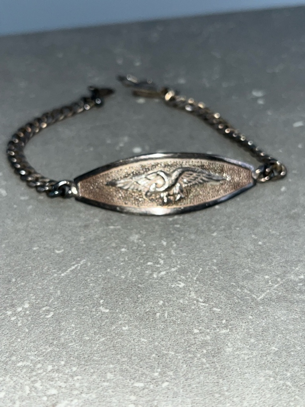 Vintage Silver 925 eagle bracelet chain link cuban